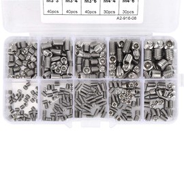 Hex Bolt, Pack of 300 Hexagon Socket Screws Assortment 304 Stainless Steel M3 M4 M5 M6 M8 Set Screw