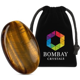 BOMBAY CRYSTALS EXPORT Tiger Eye Thumb Piece C Natural Polished Gem with Thumb Indent for Grounding, Confidence & Calm Focus | Pocket-Sized Crystal for Daily Reflection, Meditation & Mindful Practice