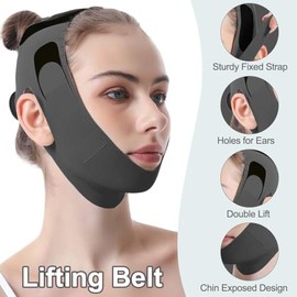 3 PCS Faja Papada, Lifting de Cara Correa, Correa Adelgazante Facial Reutilizable, Con Gua Sha Herramientas, Reafirmar y Remodelar el Rostro, Se Puede