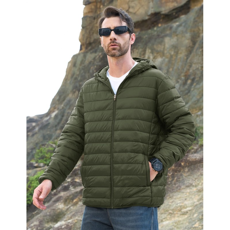 MAGCOMSEN Mens Winter Jacket Lightweight Padded Jacket for Men Packable