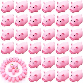 Kifmurase 136PCS Mini Pig Toys, Bulk Pink Small Pig Bath Toys, Piggy Bathtub Squeak Toy for Birthday Party Halloween Christmas Party Birthday Gift Class Carnival Prizes(2x1.3x1.3 inches)