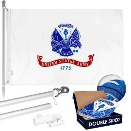 G128 5 Feet Tangle Free Spinning Flagpole (Silver) US Army Flag Double Sided