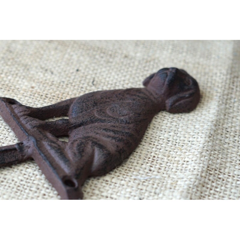 Vintage 3 Cast Iron Antique Style Dog Coat Hooks Hat