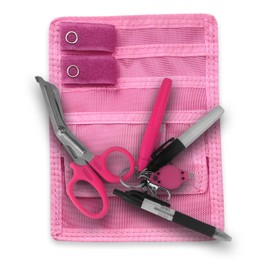 ASA Techmed Nurse Pocket Organizer Kit - Essential Nurse Kits for Work with Lister Scissors, Highlighter Marker, Black Pen & Flashlight - Pocket Organizer Nursing Medical Tools - Pink