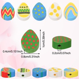HOMICO 200PCS Easter Polymer Clay Beads for Bracelets Making 6 Styles Clay Bead Set Bracelet Beads Easter Eggs Cute Beads for Jewelry Making Earring Necklace Making