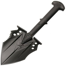 M48 Kommando Tactical Shovel Entrenchment Tool – Black Oxide Coating, Sharpened Edges for Cutting, Tough Glass-Fiber-Reinforced Nylon Handle – The Ultimate Tactical Shovel - 16 1/4" Overall