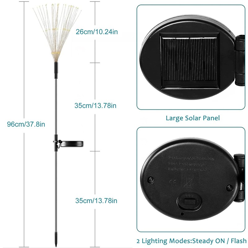 JJGoo Solar Firework Lights, 2 Pack 120 LEDs 2 Lighting