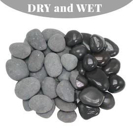 Lechloris 10LB Black Stones Pebbles River Rocks, Natural Beach Pebbles, 1-2" Garden Decorative Stones-1-2 Large Plant Rocks,Ideal for Aquarium, Home Decor