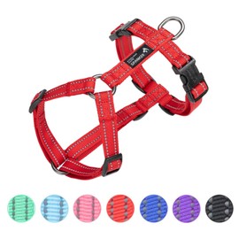 EXCELLENT ELITE SPANKER No Pull Dog Harness Reflective Nylon Vest L-Shaped Adjustable Easy Pet Harness for Small Medium Large Breeds Dogs Walking Training Black Red(Red-L)