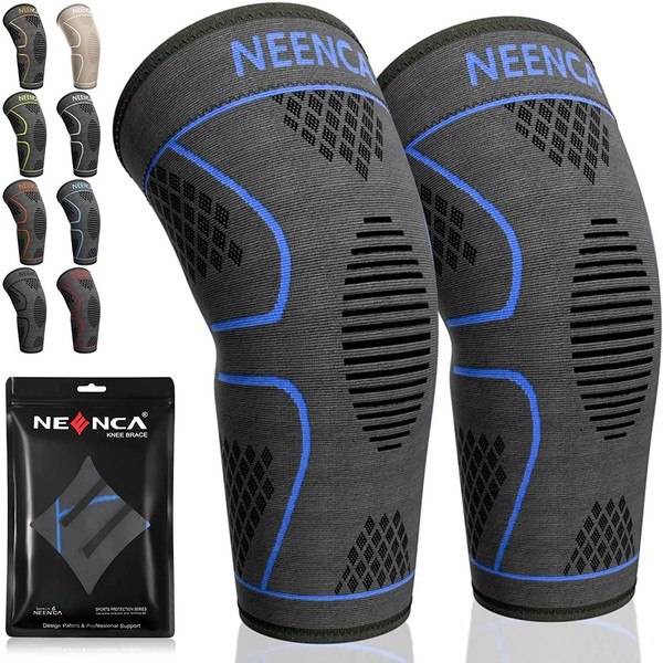 NEENCA Knee Braces for Knee Pain Women & Men - 2 Pack Knee Sleeves for Knee Pain Set, Knee Brace Compression Sleeves, Knee Support for Sport, Running, Meniscus Tear, ACL, Arthritis Pain Relief. ACE-48