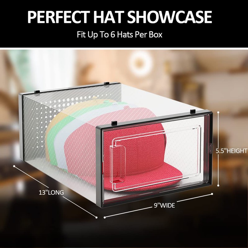 QualiapeX Hat Organizer for Baseball Caps, Hat Storage Box Showcase,