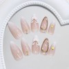 Gold Press on Nails Medium Almond Fake Nails 3D Seashell