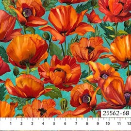 Northcott Charisma Poppies Cotton Quilt fabric Northcott 25562-12 Large Poppy on Cream