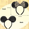 UNKJIN Mouse Ears Headband, Sequin Ears Headband with Leopard Bow,