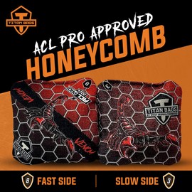 Titan Bags Venom Cornhole Bags - ACL PRO Approved Cornhole Bean Bags for Tournaments, Versatile & Durable Regulation Cornhole Bags Ideal for Indoor/Outdoor Toss Games - Honeycomb, Death Red (4 Pack)