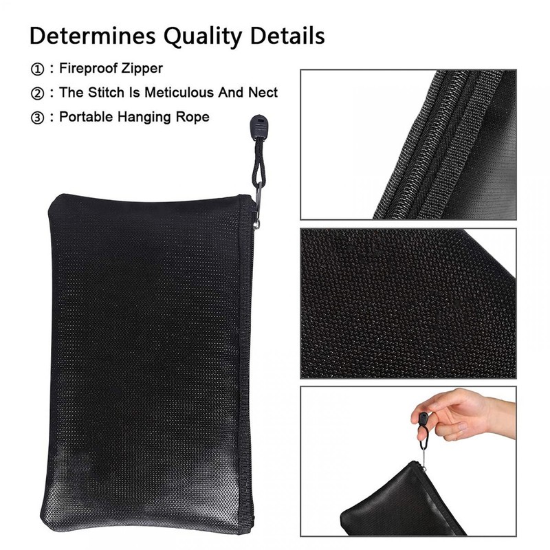 Fireproof Waterproof Document Bag Silicone Fiberglass Fabric Fireproof Pouch Large