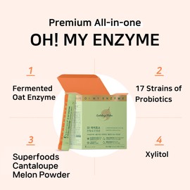 O! MY ENZYME Fermented Enzyme Supplement Powder Sticks with Probiotics for Healthy Digestion Immune Support, Amylase Protease Beta-carotene, Anti-oxidant Enzymes Digestive Supplement, 30 Sticks