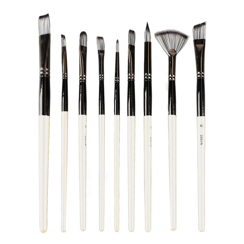 9pcs Gouache Watercolour Brushes Nylon Wool Rustproof Strong Water Absorption