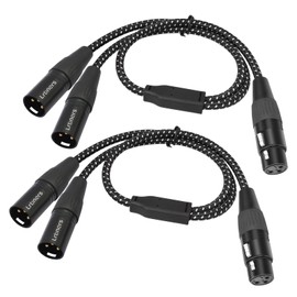 Lrbners XLR Female to Dual XLR Male Cable 2FT (0.6m) – Y-Splitter Adapter for PA Systems & Multi-Device Routing 2-Pack