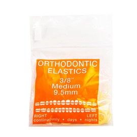 JMU Orthodontic Elastics 3/8 Medium, 100 Pack Intraoral Elastic Bands Latex Dental Rubber Bands Made in USA