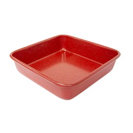 casaWare 7-Inch Toaster Oven Ultimate Series Commercial Weight Ceramic Non-Stick Coating Square Pan (Red Granite)