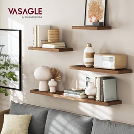 VASAGLE Wall Shelf, Vintage Floating Shelf 15.7 inch, Hanging Shelves Wall Mounted, for Photos, Decorations, Rustic Brown ULWS24BX