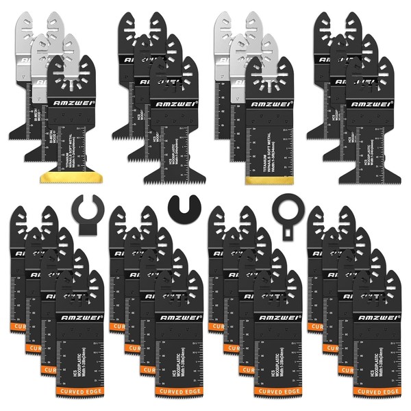 AMZWEI 28PCS Oscillating Saw Blades, Professional Universal Titanium Multitool Blades