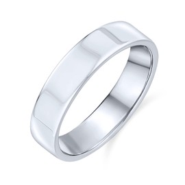 Bling Jewelry Sterling Silver Flat Wedding Band Ring Unisex 4mm
