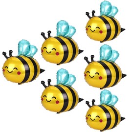 4 Pcs Bee Balloons, Smile Face Honeybee Balloons Bee Decorations for Birthday Baby Shower Wedding Animals Theme Party Decorations,Foil Mylar 32x25 Inch Double Sided (4)