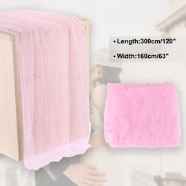 PATIKIL 10Ft Pearl Table Runner, Sheer Tulle Fabric Lace Tablecloth Chiffon Wedding Table Cloth for Bridal Shower Birthday Party Dessert Arch Veil Decor, Light Pink (63x120inch)