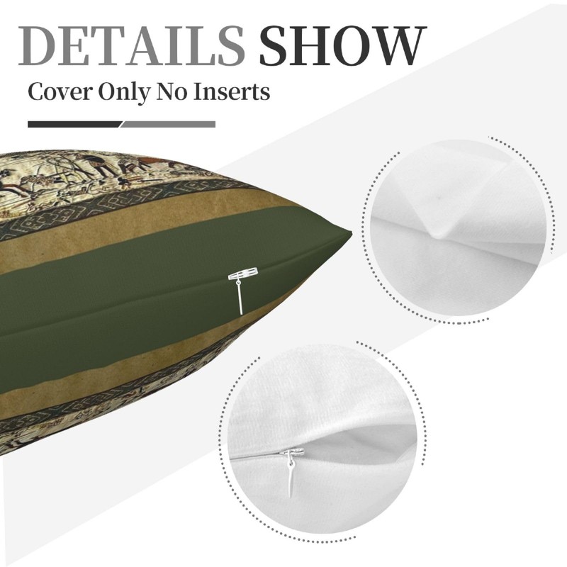 Bayeux Tapestry Throw Pillow Covers 18"X18" Cozy Velvet Square Throw