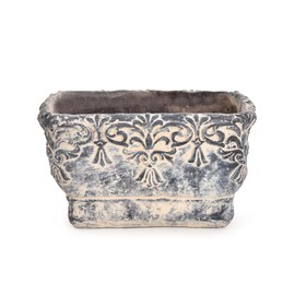 Sungmor 9.2 Inch Cement Plant Pot for Plants, Succulent Planter with Embossed Design, Vintage Concrete Flowerpots with Drainage Hole, Decorative Orchid Houseplant Pot Indoor Outdoor Plant Container