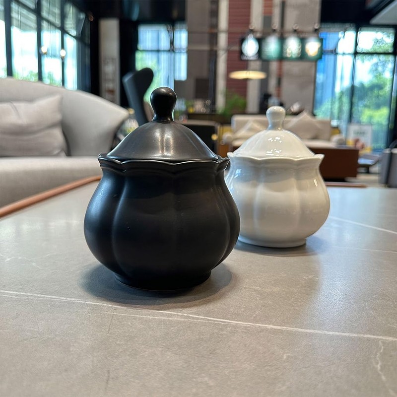 WAIT FLY Vintage Embossed Ceramic Sugar Bowl with Lid, Sugar