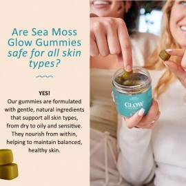 Sea Moss & Pearl Powder Glow Gummies – Collagen Support Supplement for Radiant Skin – Edible Wellness Gummies