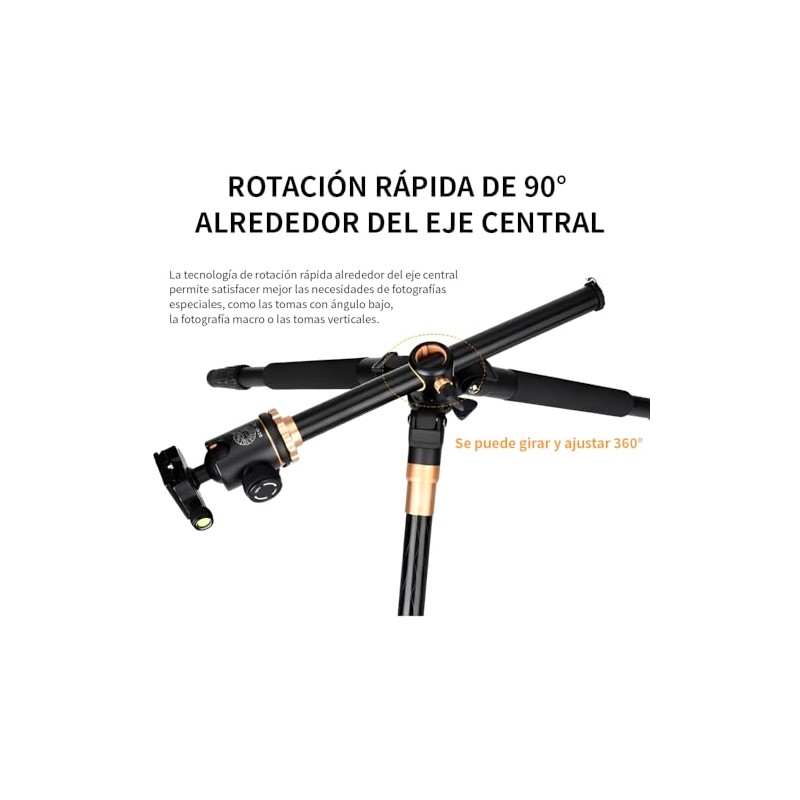 NOVAKA Trípode para Cámara de Aluminio, Eje Central Horizontal 90°