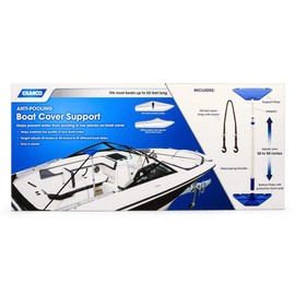 Camco Boat Cover Support Kit - Fits Boats Up to 22ft Long - Includes Adjustable Boat Cover Support Poles, Support Plates, 50ft Nylon Strap & Boat Hook - Adjust Height from 30 to 50in (41970)