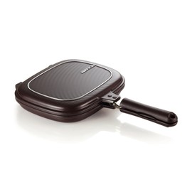 Happycall Titanium Nonstick Double Pan, Flip Pan, Square, Dishwasher Safe, PFOA-free, Brown