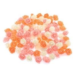 Olive-G 100pcs Mini Rose Flower 3 Colors Set (White, Light Pink, Light Orange), Orange