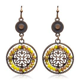 Fuvirou Bohemian Ethnic Earrings for Women Vintage Colorful Round Geometric Ethnic Tribal Dangle Drop Earring Statement Jewelry Gifts (style-1)