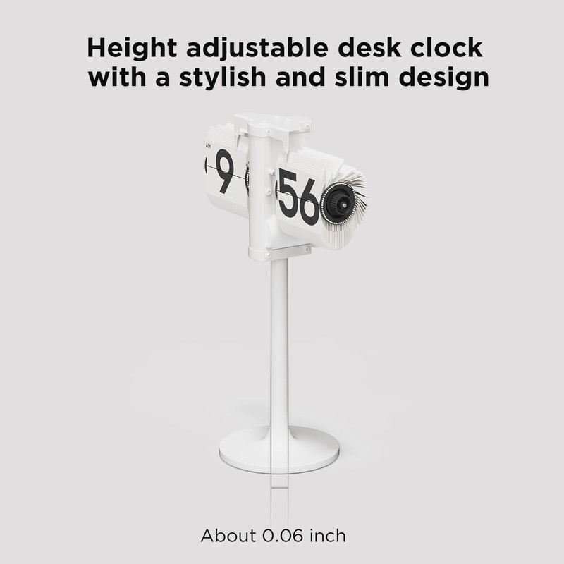 mooas Standing Height Adjustable Flip Desk Clock (White), Retro Vintage