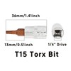 AUXBC 8PCS 1/4" Drive T15 Torx Bit Socket Set, S2