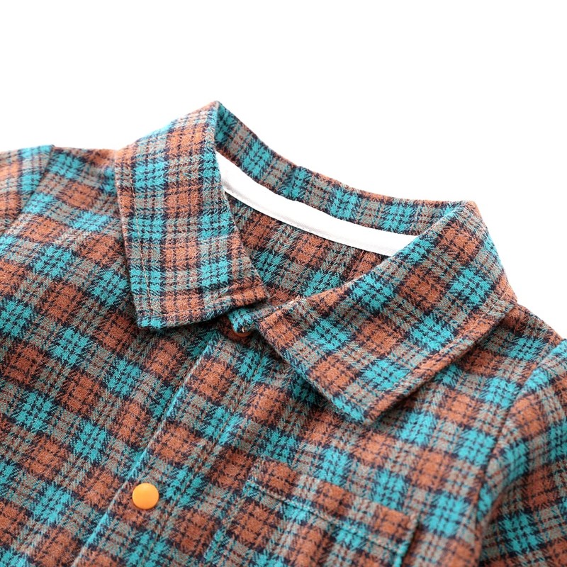 Mon Ange Baby Romper with Collar, Open Front, Baby Checkered