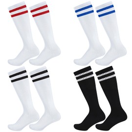 Zuimei 4 Pairs Kids Football Socks Childrens Football Socks Unisex Anti-Slip Soccer Socks Long Breathable Sock for Boys Girl Junior Running, Training, Rugby, Hockey(Aged 5-13)