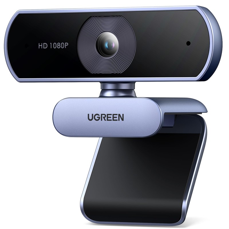 UGREEN Cámara Web HD con Micrófono 1080P30FPS,Corrección de Luz Automática