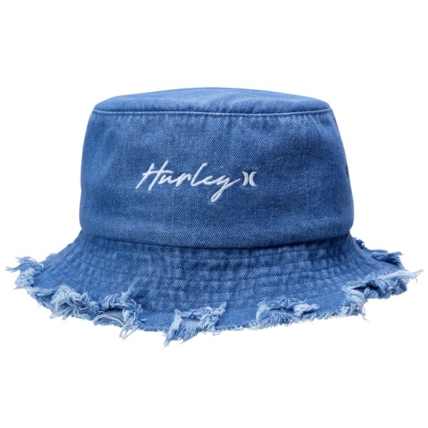 Hurley Women's Bucket Hat - Olivia Frayed Denim Sun Hat