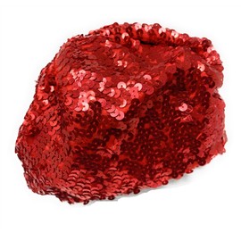 Cadoline Ladies Multicolor Elastic Sequin Polyester Flapper Hat 23cm Diameter, red