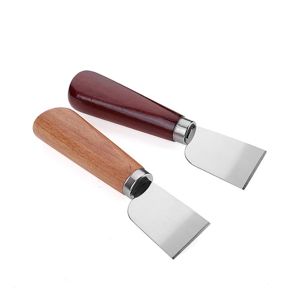 2 Pcs Leather Cutting Knife Craft Tool with Wooden Handle