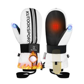 KUTOOK Winter Gloves Ski Gloves Thermal Gloves Women Men Waterproof Warm Thermal Winter Sports Gloves Waterproof Touchscreen for Skiing Snowboard Ice Skating Hiking White, L