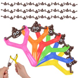 42 Pcs Funny Poo Slingshot Toy Set, 6 Slingshot and 36 Poo Bullets Mochi Squishy Toy, Finger Shooting Slingshot Prank Toy for Kids, Adults, Party, Joke Toy Gift, Xmas Stocking Filler