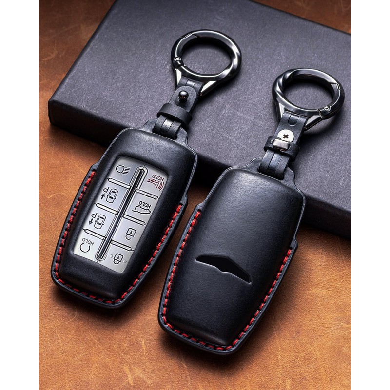 for Genesis Key Fob Cover Leather Case Keychain Fits G70